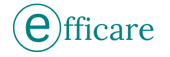 The efficare logo. Colour is teal with a transparent background. The logo is the word efficare with the prefix e being circled.